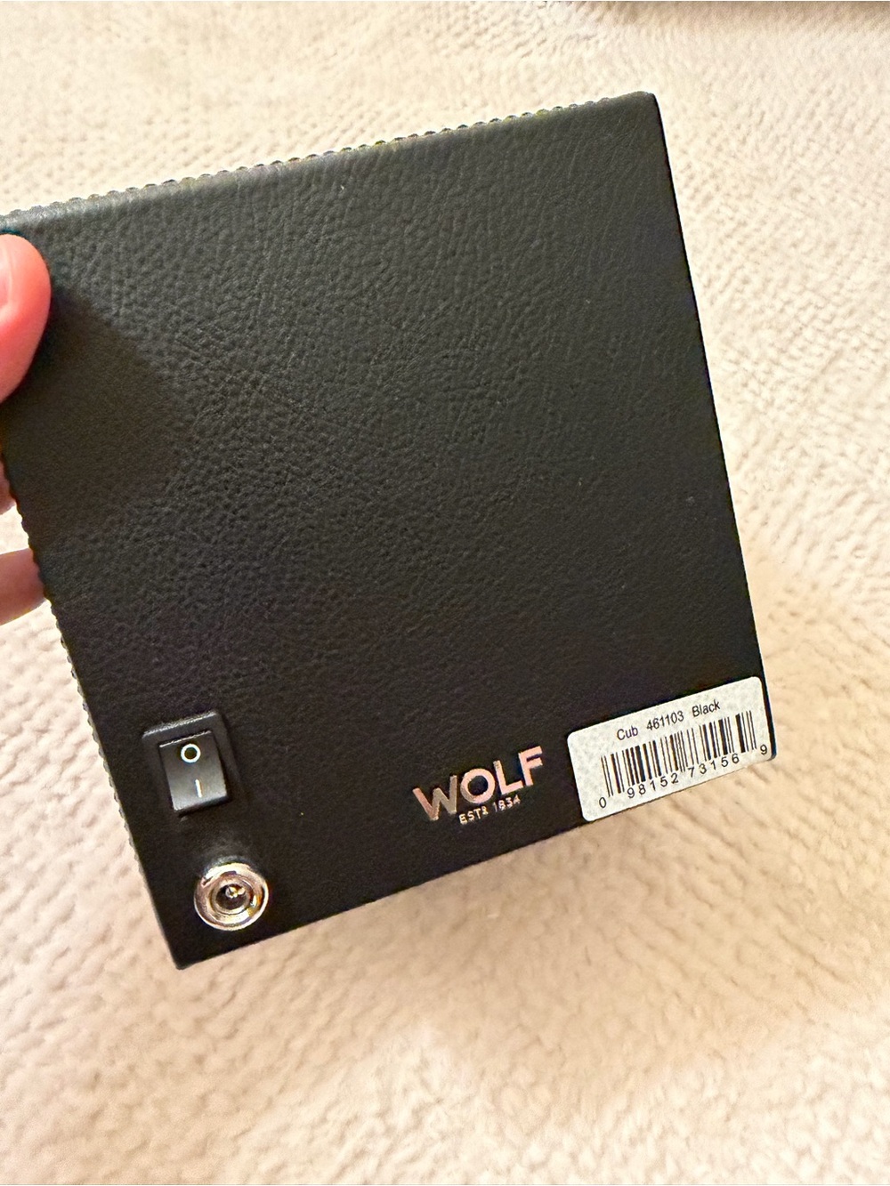 WOLF Black Faux-Leather Key & Card Holder
